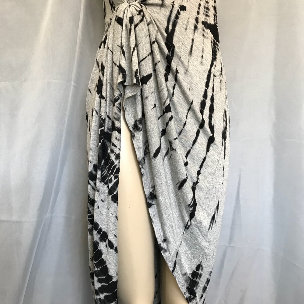 F21 Hi Lo Slouchy Black Grey Tie Die Dress Shirt - Picture 5 of 8